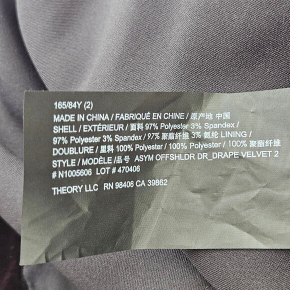 THEORY Off-The-Shoulder Velvet Midi-Dress Size 2 Long Sleeves - Picture 10 of 16